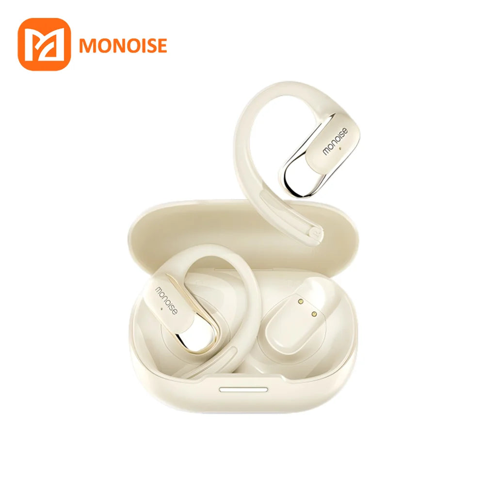 Monoise P-G2 AI Smart Earbuds Wireless Bluetooth Open Ear Earphones Meeting Recording Speech to Text 115 Languages Translator