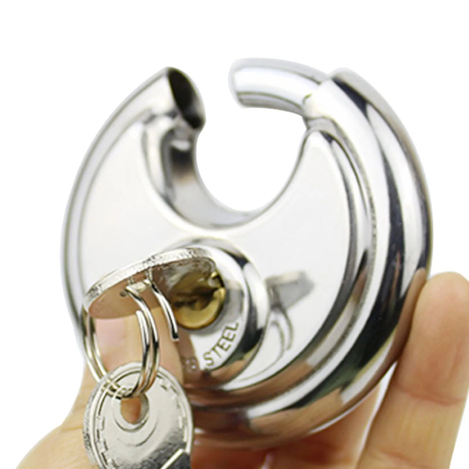 Stainless Steel Corrosion Resistant Discus Padlock With Keys Secure Anti Rust Lock For Warehouse Garage Storage Security