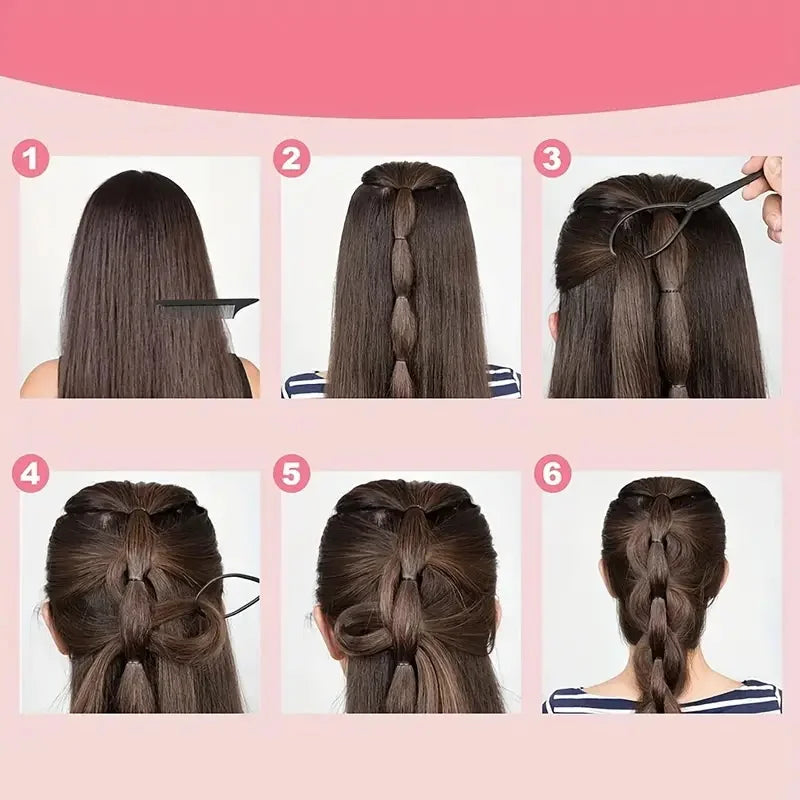Elegant 4pcs Hair Braiding Tool Kit with Bun Maker Hair Pulling Needle &Double Hook Styling Accessories for Beautiful Hairstyles