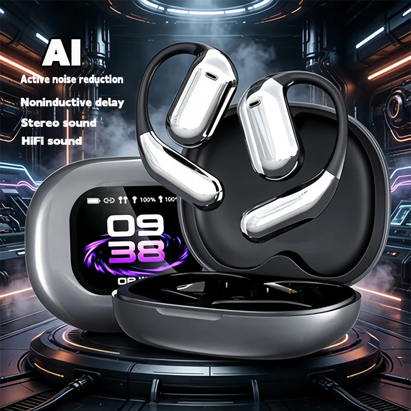 YYK Q16 Pro AI Translation Earbuds 144 Languages Real Time Translating Earphone with LCD Touch Screen ANC Wireless Headphones