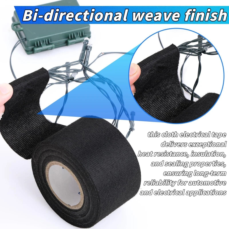High Temperature Wire Harness Cloth Tape Automotive Cable Loom Heatproof Fabric Adhesive Tape for Engine Electrical Insulation