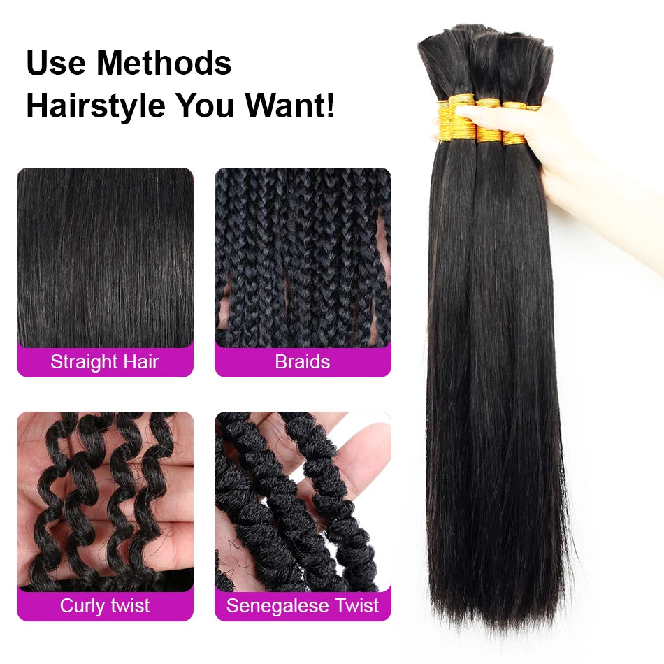 SOVO Brazilian Bulk Hair For Braiding Remy Hair Human Hair Bundles Bone Straight No Weft Natural Braiding Hair Extensions Weaves