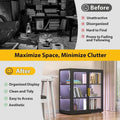 34 Tall Glass Door Display Cabinet with Adjustable Shelves and LED Lights for Living Room
