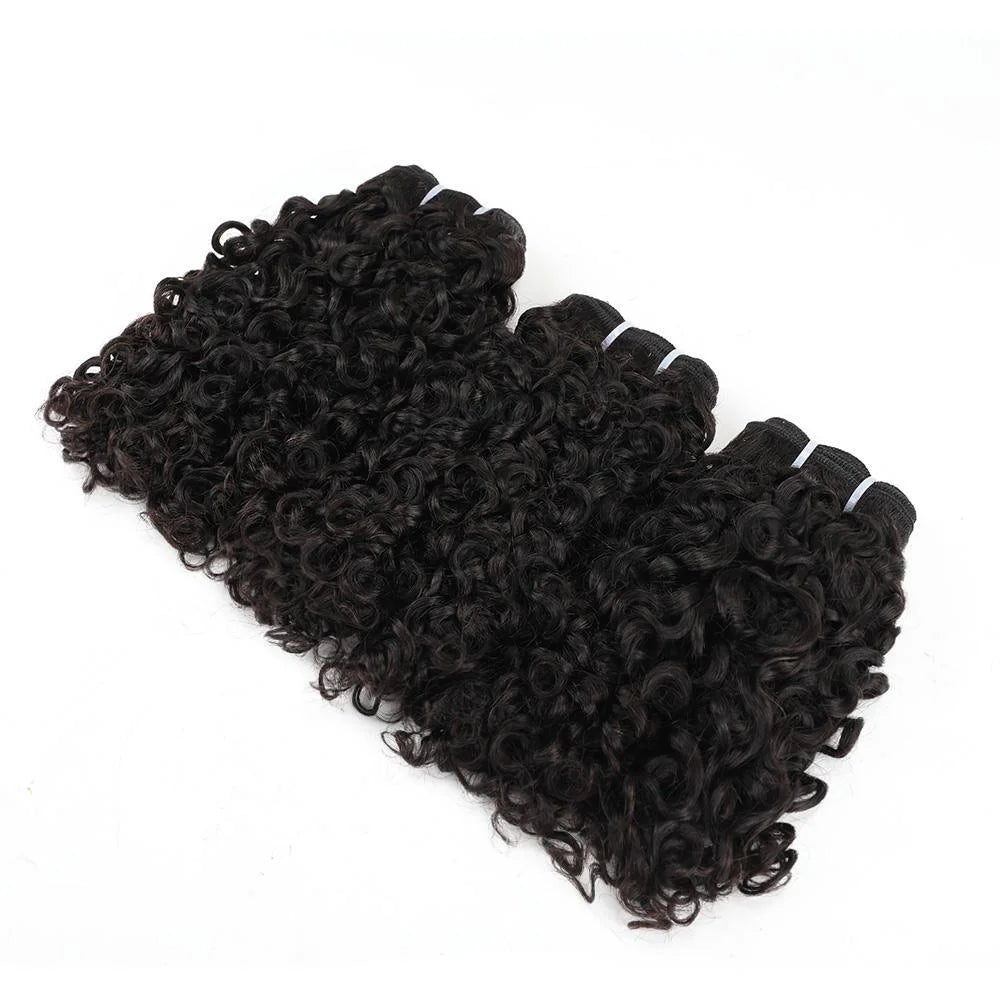 12A Pixie Curls Bundles Bouncy Afro Kinky Curly Hair 3 Bundles Deal Human Hair Weave Extension Natural Color Bundles for Women