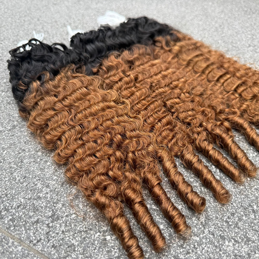 Miracle Knots Kinky Curly Crochet Human Hair TB30#Medium Brown 100% Unprocessed Cuticle Aligned Virgin Hair Feather Weft Crochet Hair Extensions Low Shedding Tangle Free Natural Kinky Curl Can Be Dyed Bleach Reusable Handmade Braiding Hair For Black Women