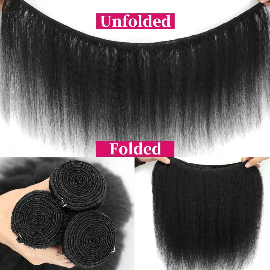 14 16 18 Kinky Straight Bundles Human Hair 3 Bundles 10A 100% Unprocessed Human Hair For Women Natural Black Color