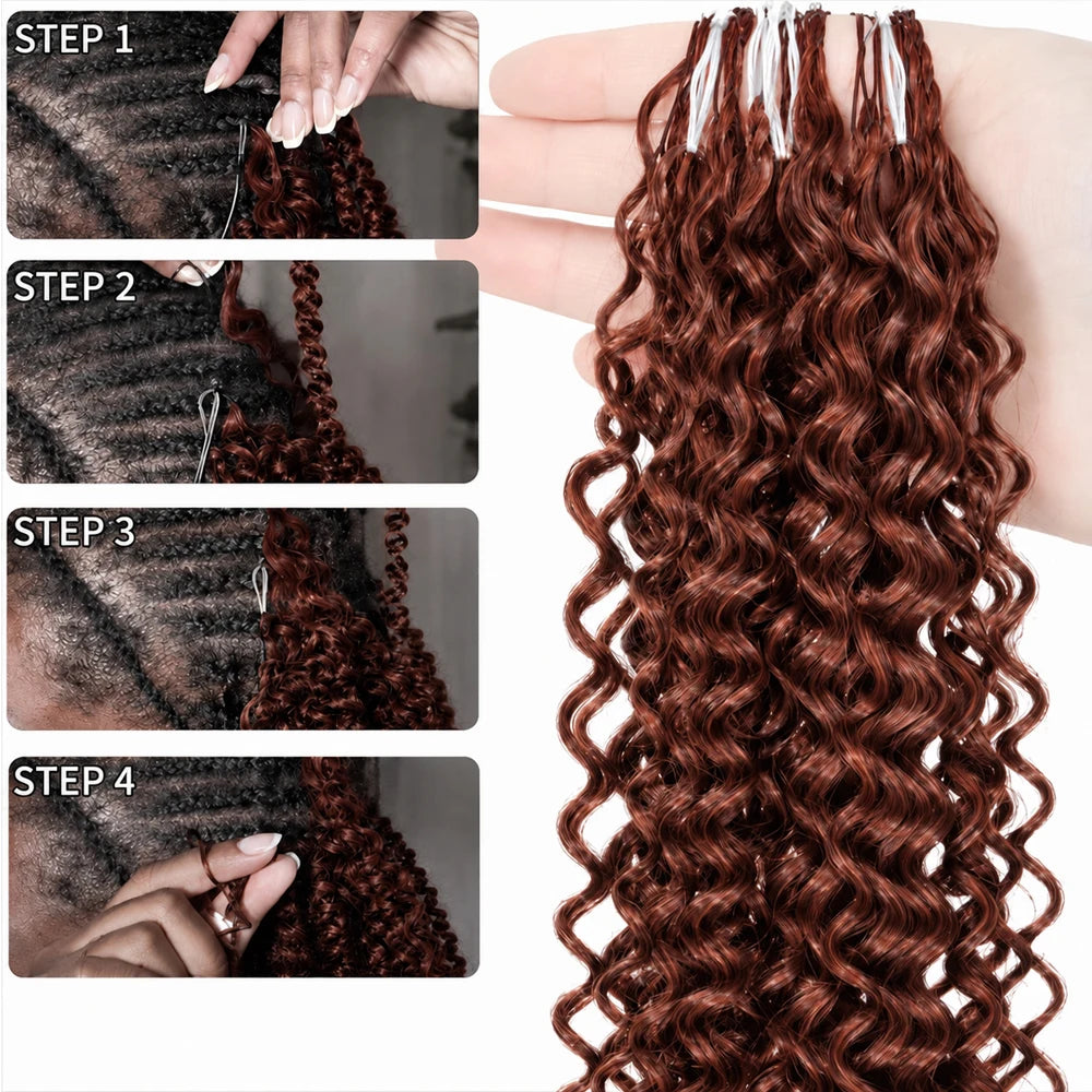 Reddish Brown Crochet Human Hair Deep Wave Miracle Knots Feather Soft Braiding Hair Extensions For Black Women Natural Full Ends
