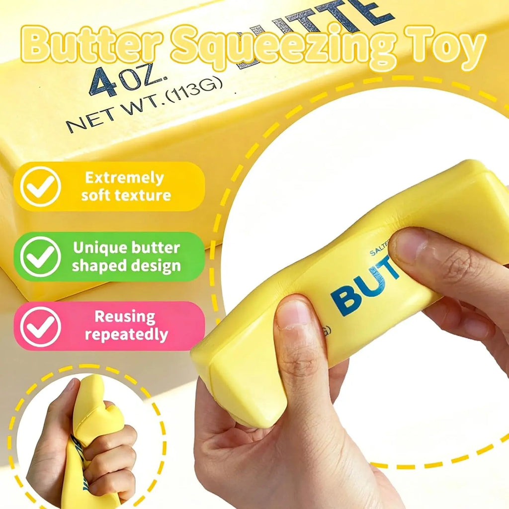 Butter Squishy- Slow Rising Fidget Toys, Novelty Stress Relief Squeeze Toy for Adults & Kids, Party Favors Gift Sensory Toy, Christmas Gift.