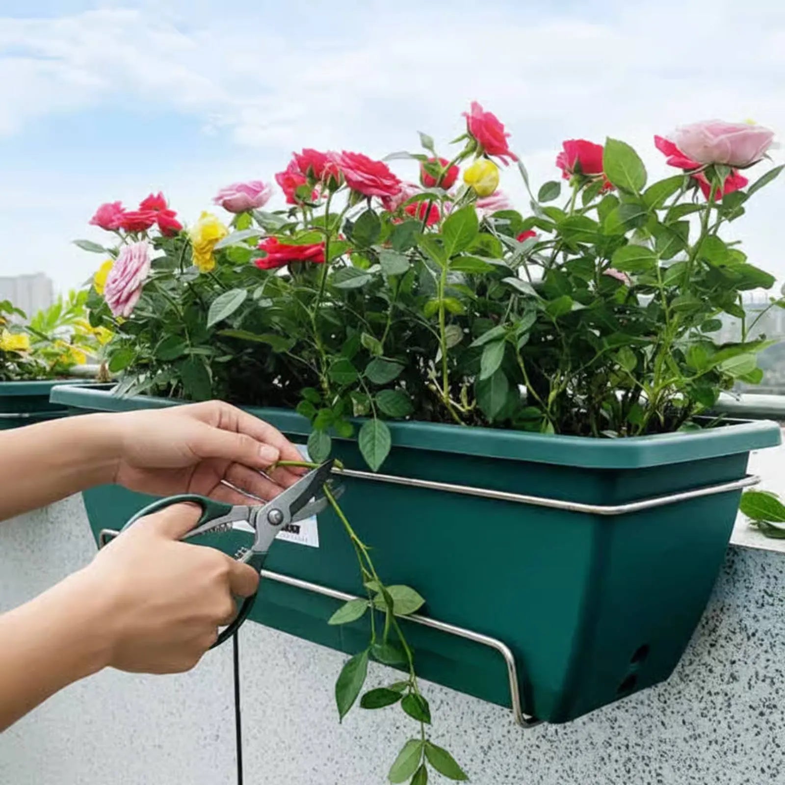 Long Plastic Vegetable Planter Indoor Outdoor Use Automatic-Watering Flower Pot Rectangular Planter Sturdy Rectangular Window