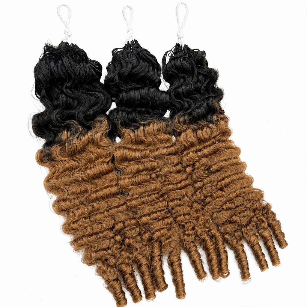 TB30 Brown Burmese Curly Crochet Human Hair Miracle Knots Feather Crochet Invisible Knotless Pre Separated Human Hair Extensions