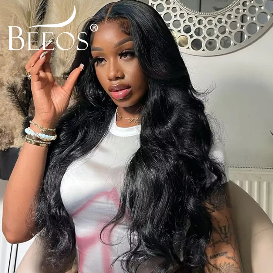 #1 Jet Black Body Wave Human Hair Wigs 13X6 HD Lace Full Frontal Wigs Ultra Fitted Human Hair 100% Quick Weave Wig Colored Wigs