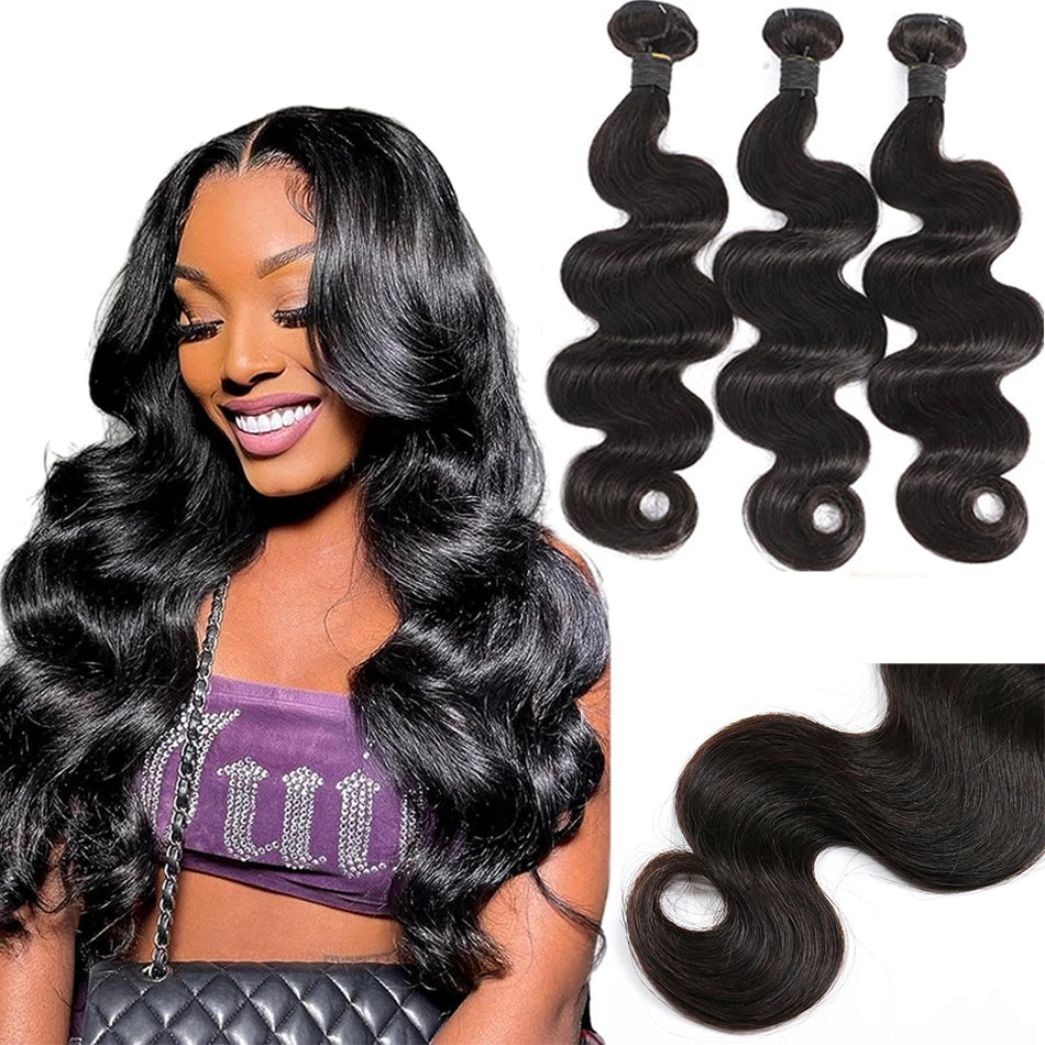 Raw Indian Virgin Hair Brown Highlight Body Wave Human Hair Weave 3 Bundles Ombre Blonde Bouncy Loose Wavy Sew in Piano Color