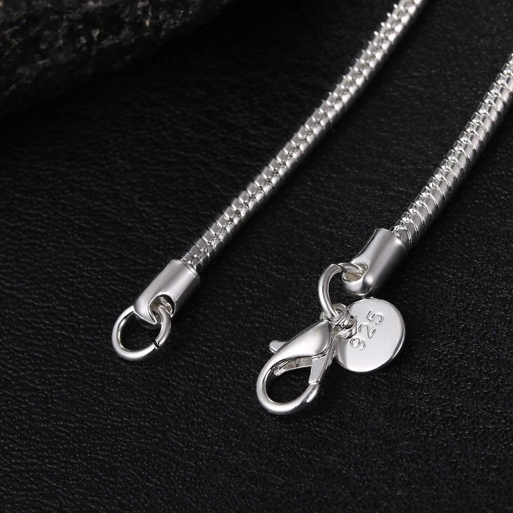 45-60cm 925 Silver 1MM/2MM/3MM solid Snake Chain Necklace For Men Women Fashion Jewelry for pendant