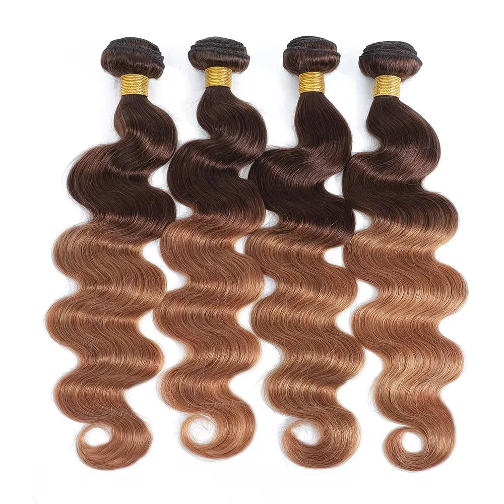 100% human hair  Ombre  Straight Hair  Ombre Human Hair Bundles With Lace 4/30  1B/4/27