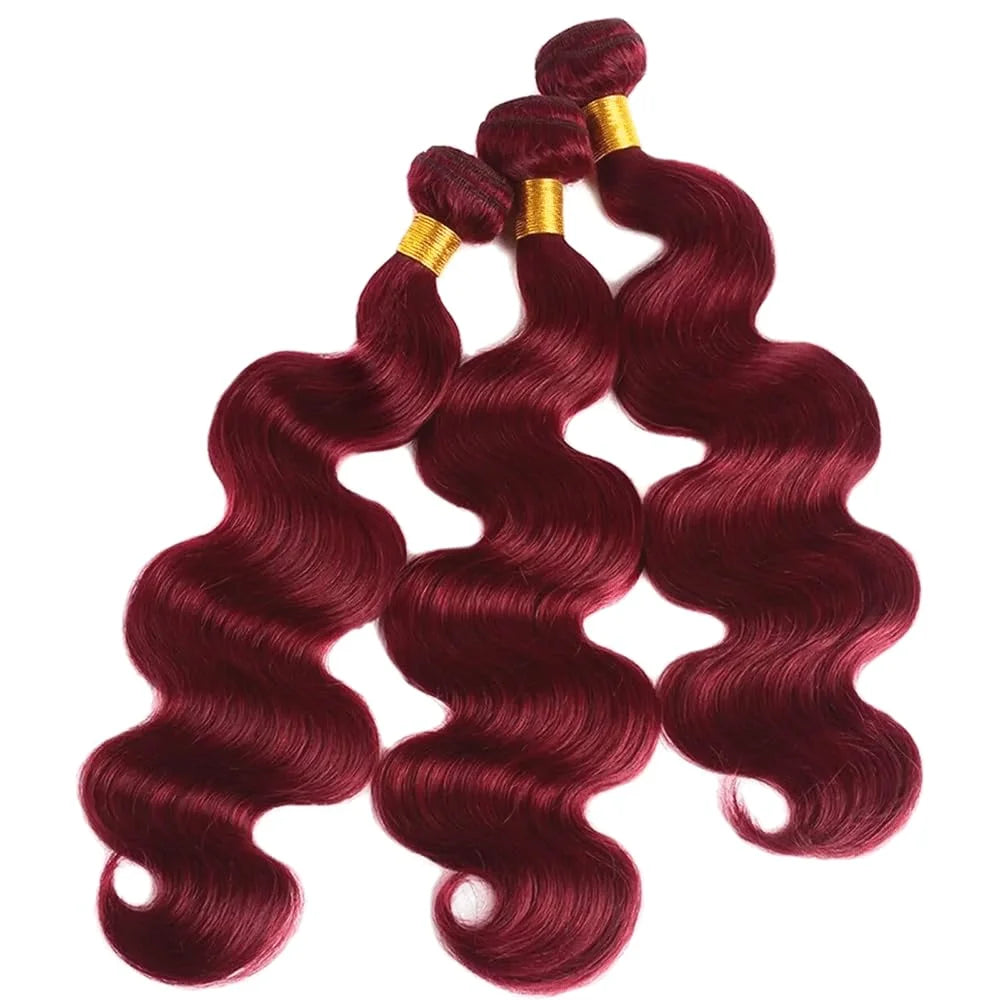 #99j Red Colored Bundles Body Wave Human Hair For Extension 99j Burgundy Human Hair Bundles Remy Hair Weaving 1/2/3 Bundle Deals