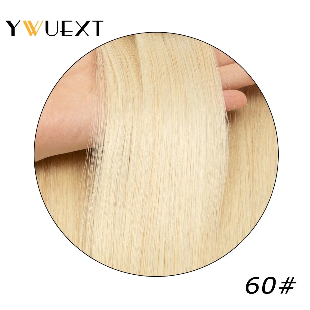 YWUEXT Genius Weft Human Hair Extensions 12-20 inches  Machine Made Remy Hair Flexible Hair Weaves Natural Straight 40-50g