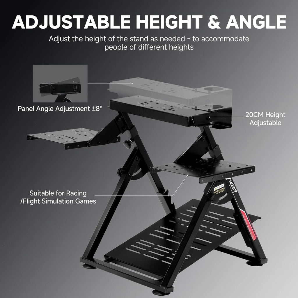 GTPLAYER Flight & Racing Simulator Stand, Foldable Gaming Cockpit Compatible with Logitech, Thrustmaster, PXN Wheels & Flight Joysticks, Black