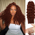 Reddish Brown Miracle Knots Knotless Human Crochet Hair Burmese Curly Pre Separated Feather Hair Extensions Boho Braiding Hair