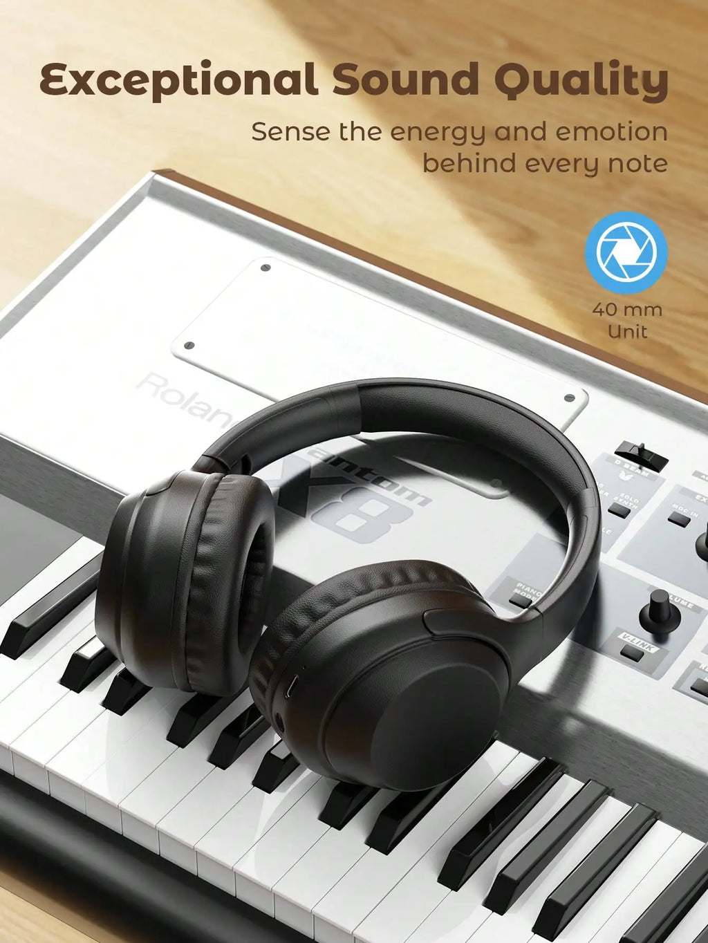 Teckwe New Wireless Over Ear Headphones With Stretchable Headband, Full Ear Coverage, HD Calling, Foldable Ear Cups, HIFI Sound, Extra Bass, Long Battery Life, Travel, Business, USB-C Charging, Inexpensive Gift