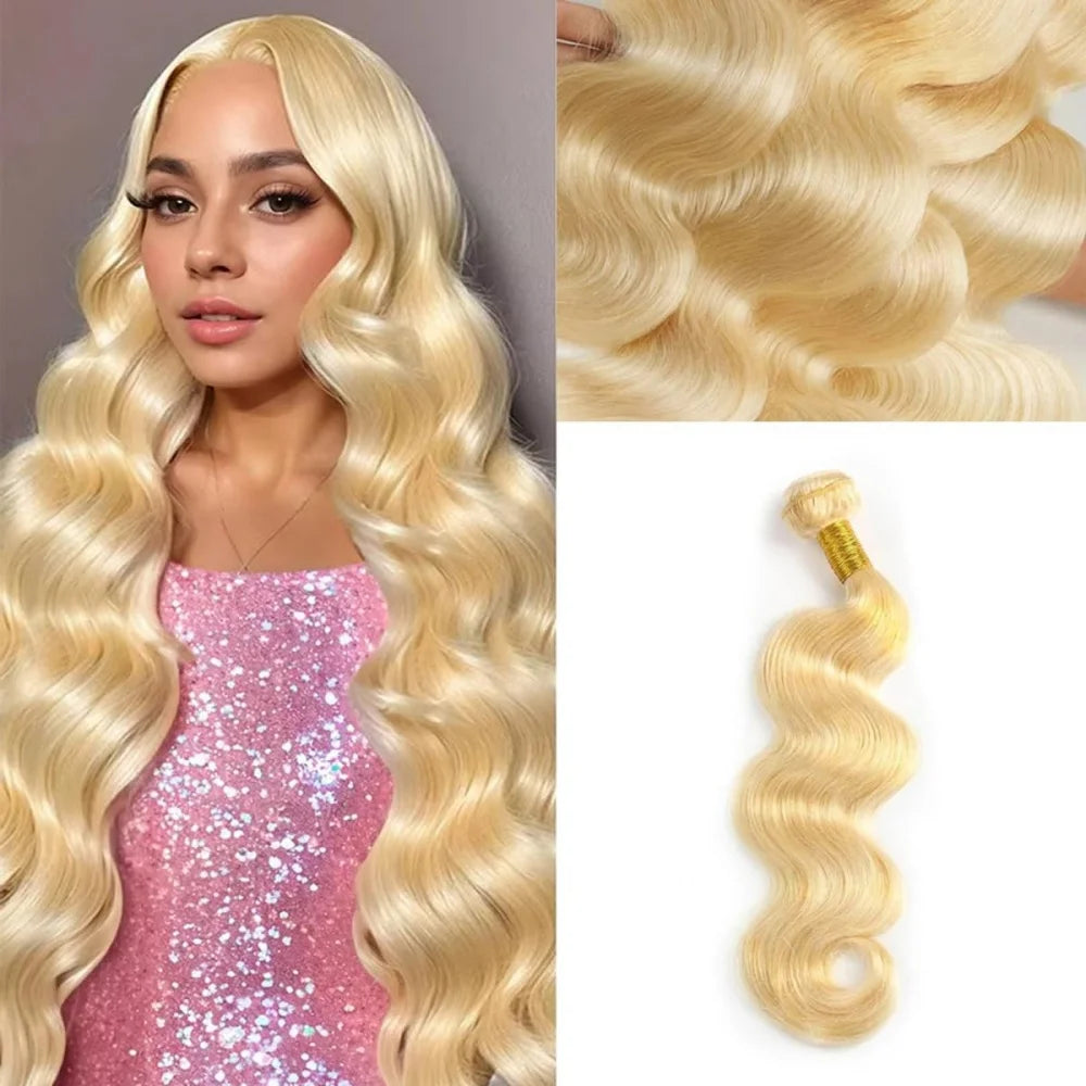 #613 Blonde Human Hair 1/3/4 Bundles Peruvian Body Wave Raw Hair Bundles 10 To 30 inch Human Hair Weft Can Be Dyed