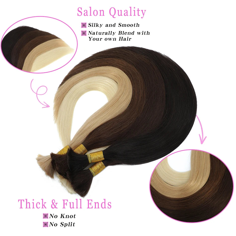 SOVO Brazilian Bulk Hair For Braiding Remy Hair Human Hair Bundles Bone Straight No Weft Natural Braiding Hair Extensions Weaves