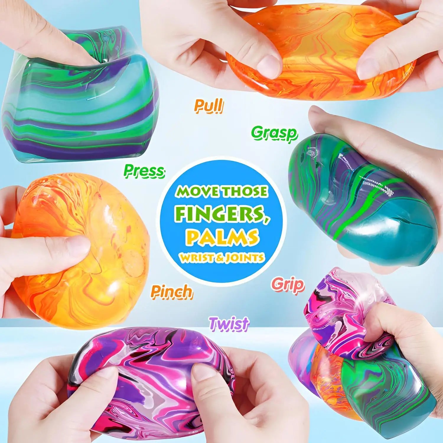 Marble Swirl Squishy Fidget Toy StressRelief Hand Squeeze Toy Portable SealedSensory Toys Anti Anxiety Hand ExerciseFidget Gifts