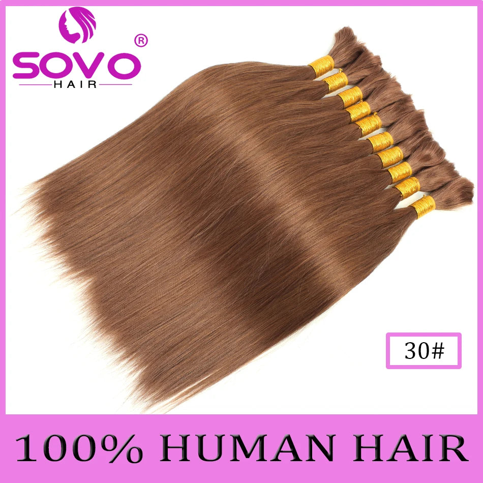 SOVO Brazilian Bulk Hair For Braiding Remy Hair Human Hair Bundles Bone Straight No Weft Natural Braiding Hair Extensions Weaves