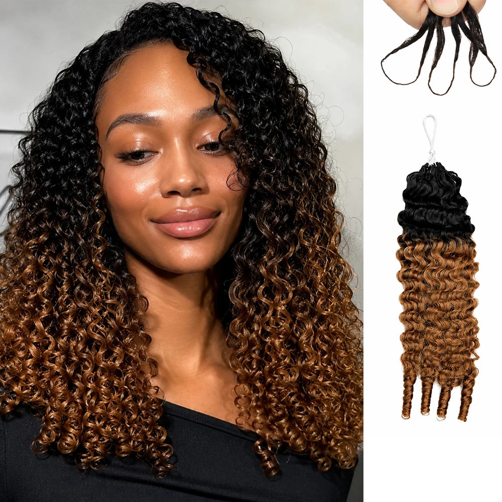 TB30 Burmese Curly Crochet Human Hair Miracle Knots Feather Crochet Invisible Crochet Raw Virgin Kinky Curly Hair Extensions