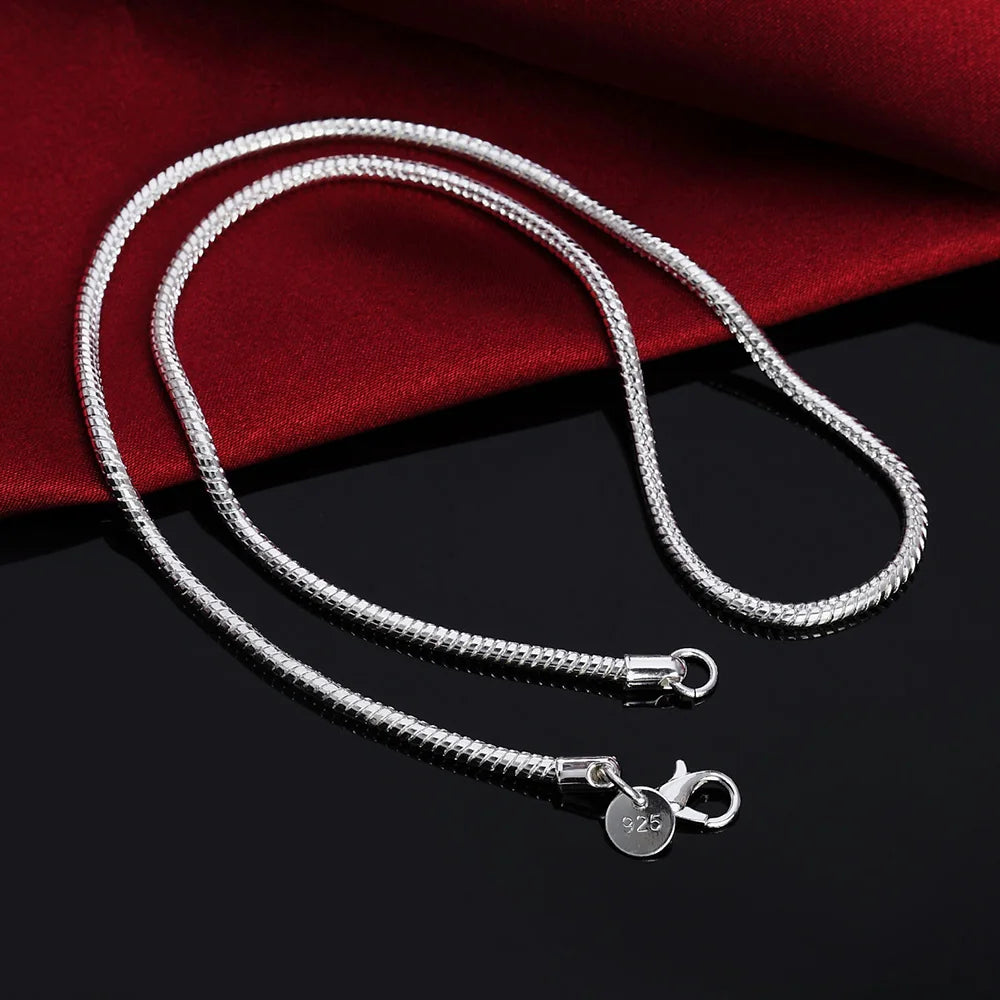 45-60cm 925 Silver 1MM/2MM/3MM solid Snake Chain Necklace For Men Women Fashion Jewelry for pendant
