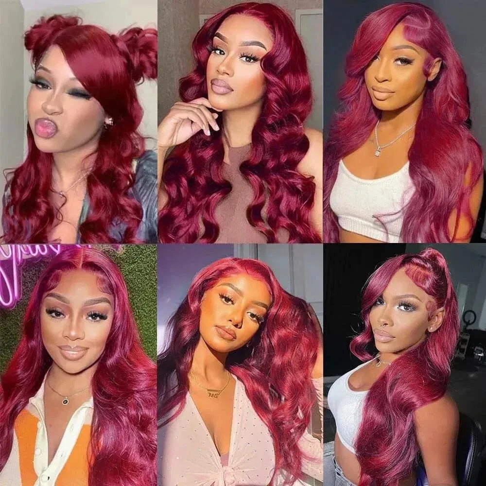 #99j Red Color Body Wave Bundles Human Hair 30 Inch Burgundy Bundles Double Weft Virgin Hair Weaving Bundle Deals For Extension