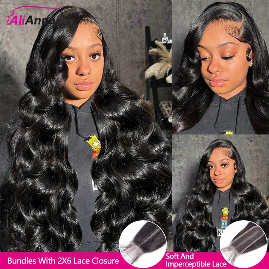 24 26 Inch Human Hair Bundles And Closure Body Wave Bundles With 4x4 Closure Raw Hair Bundles Human Hair 5x5 2x6 HD Lace Closure Brazilian Human Hair Bundles And Weaves Raw Hair Bundles Deals Transparent HD Lace Closure 100% Human Hair Fast Shipping