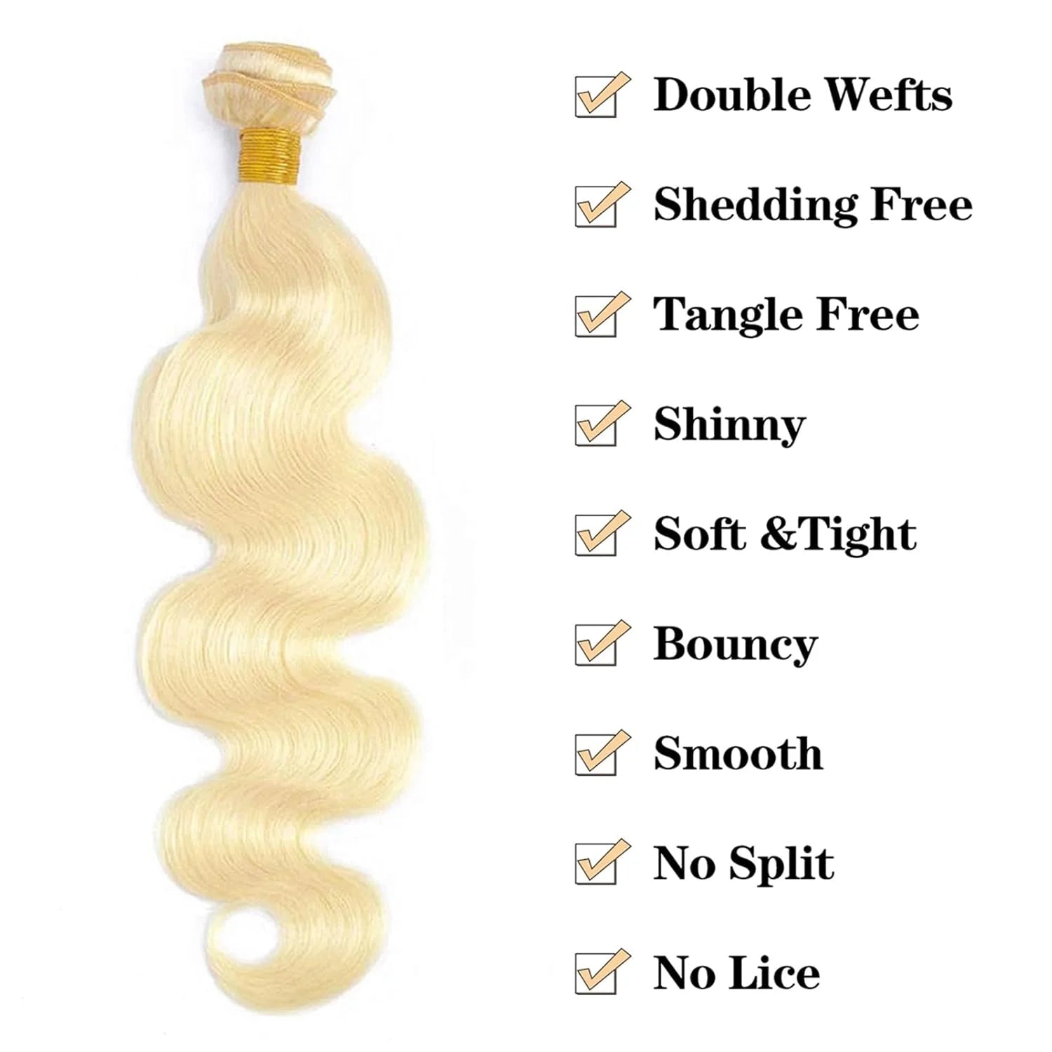 Body Wave Human Hair Blonde Bundles 10A Grade 100% Brazilian Human Hair Color #613 Body Wave 22" Light Blonde Color Body Wave