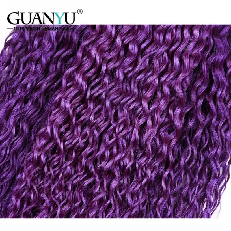 1B/Purple Kinky Curly Ombre Colored Human Hair Bundles 100% Human Hair Extensions 3/4 Bundle Deals Human Hair Weaves