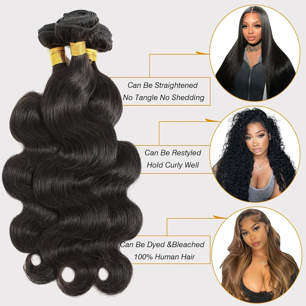 15A Raw Indian Human Hair Bundles Body Wave Bundles Human Hair Triple Lifespan Straight Deep Curly Wave Virgin Remy Hair No Tangle Shedding Keep Texture Silky Soft After Multiple Washes