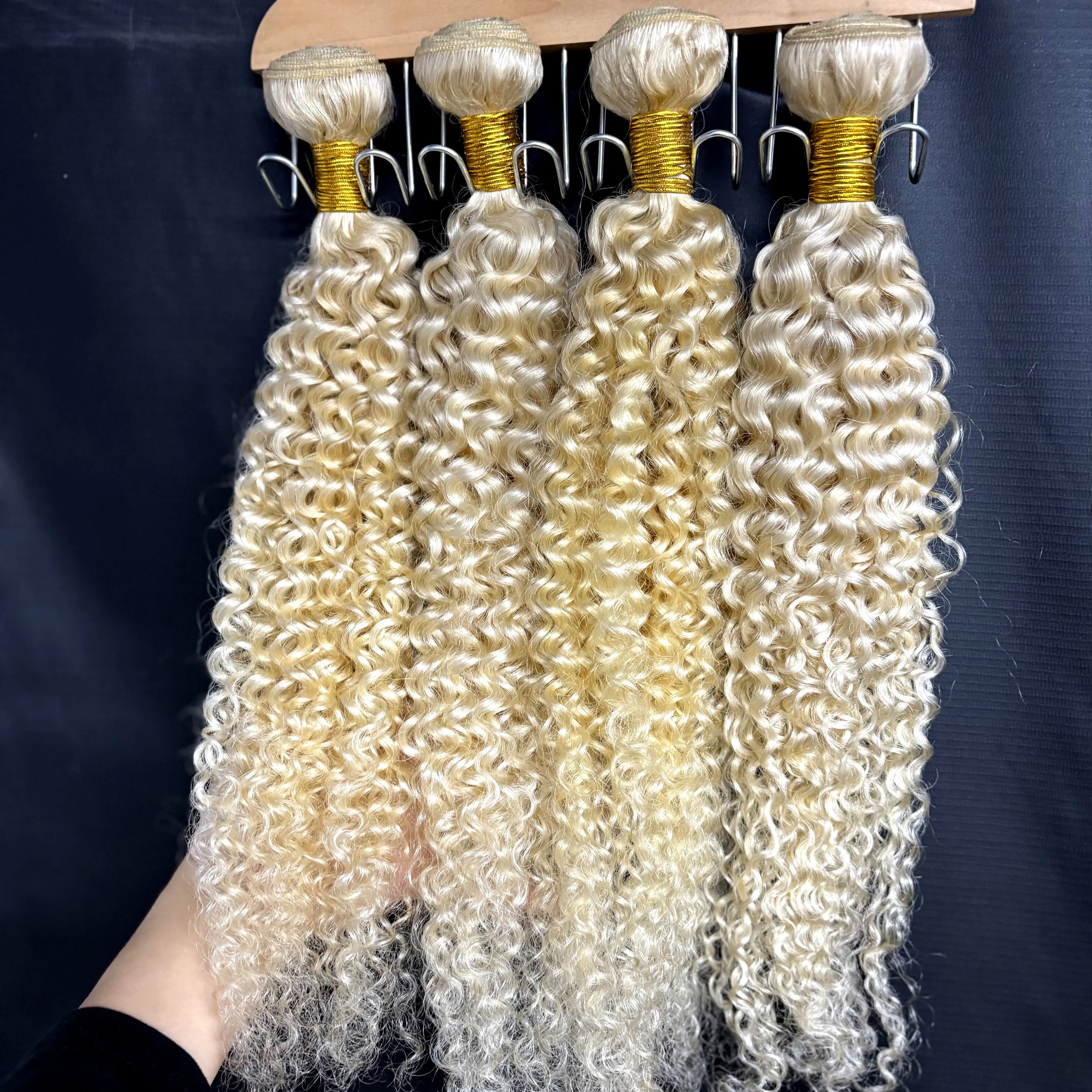 20 22Inch 613# Blonde Jerry Curly Human Hair Bundles 12A Brazilian Remy Raw Deep Wave Curly Human Hair Extensions for Women