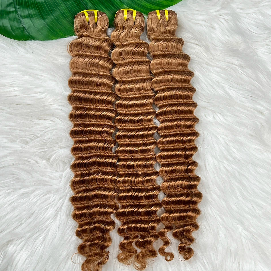 Deep Wave #30 Color Human Hair Bundles Double Weft 20-24 Inch Vietnamese Hair Weave Extensions 100% Raw Virgin Hair For Women