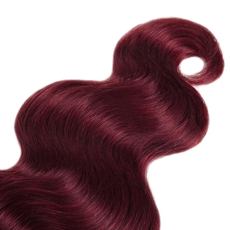 #99j Red Colored Bundles Body Wave Human Hair For Extension 99j Burgundy Human Hair Bundles Remy Hair Weaving 1/2/3 Bundle Deals