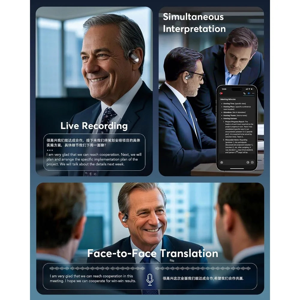 AI-Powered Translation Earbuds: 198 Languages Support, Bluetooth 6.1, Open Ear & Touch Controls, Ideal for Travel and Learning