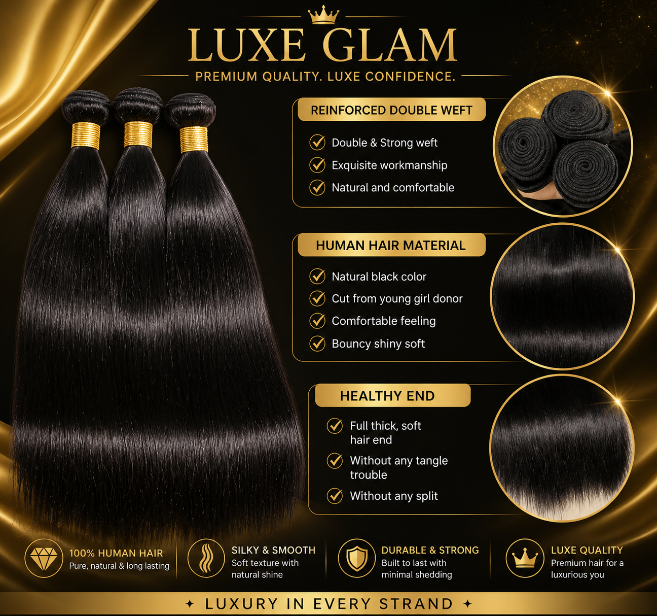 Silky Straight Bundles Human Hair Remy Brazilian Hair Extensions 1/3/4 PCS Natural Black Hair Weave Bundles 14-30 Inches