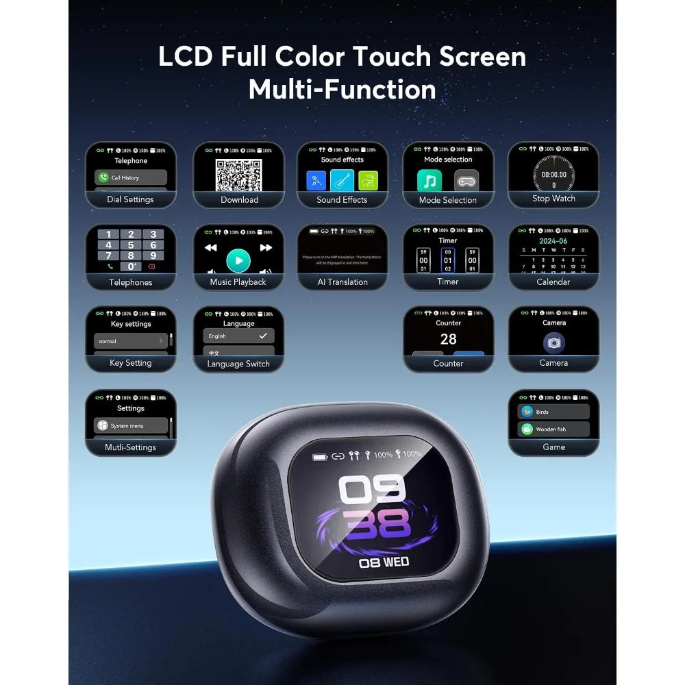 AI-Powered Translation Earbuds: 198 Languages Support, Bluetooth 6.1, Open Ear & Touch Controls, Ideal for Travel and Learning