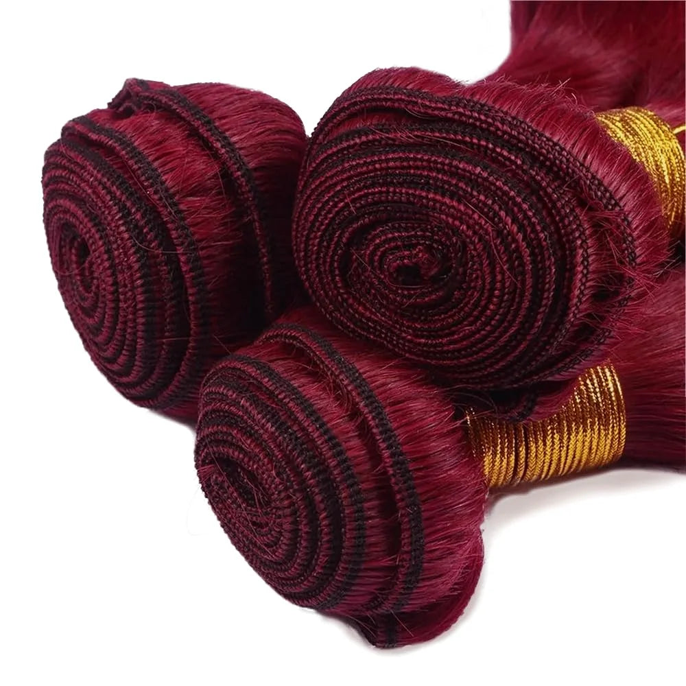 #99j Red Colored Bundles Body Wave Human Hair For Extension 99j Burgundy Human Hair Bundles Remy Hair Weaving 1/2/3 Bundle Deals