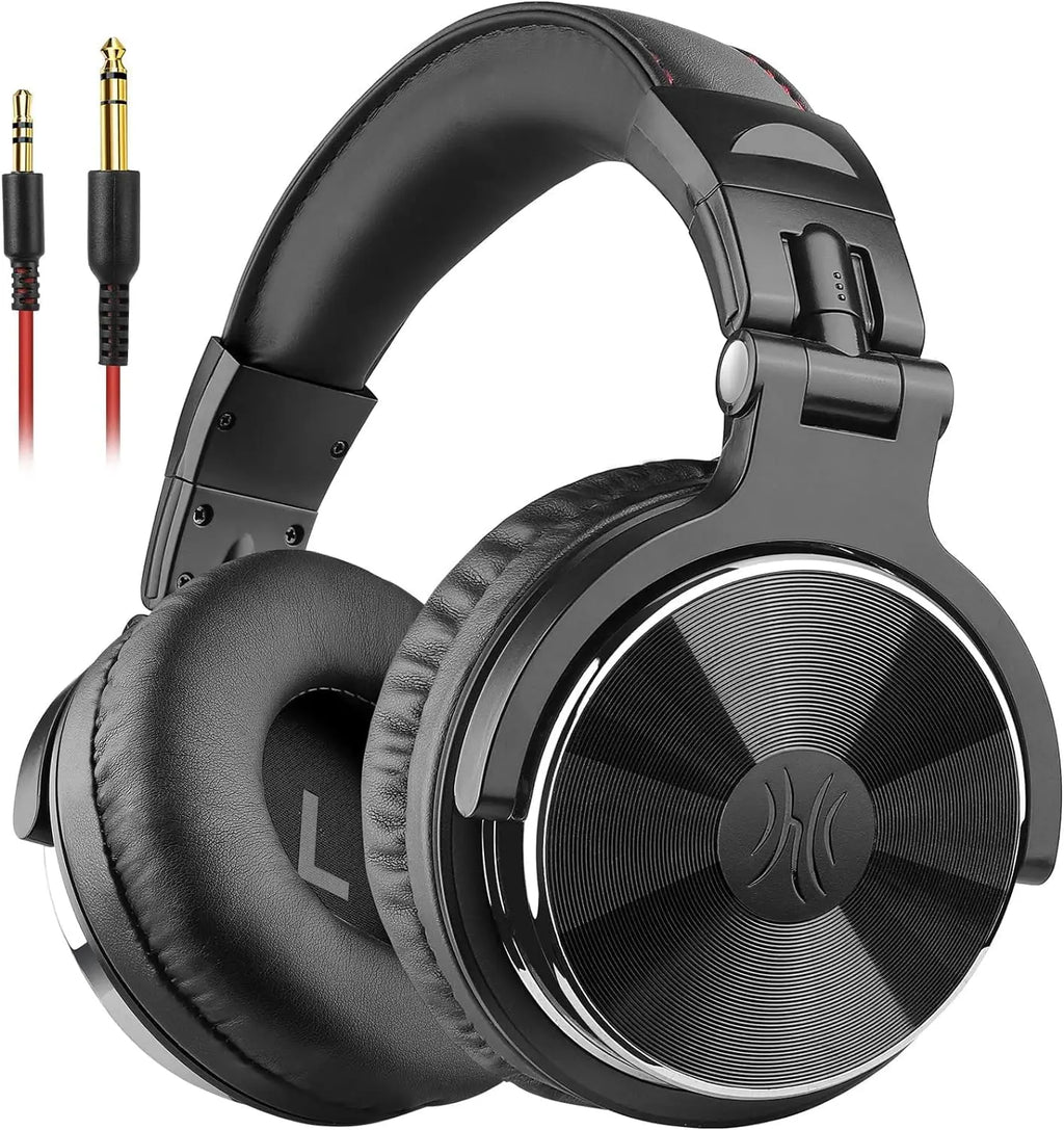 Wired Over Ear Headphones Hi-Res Studio Monitor & Mixing DJ Stereo Headsets with 50mm Drivers for AMP Computer Recording Podcast Keyboard Guitar Laptop - Black