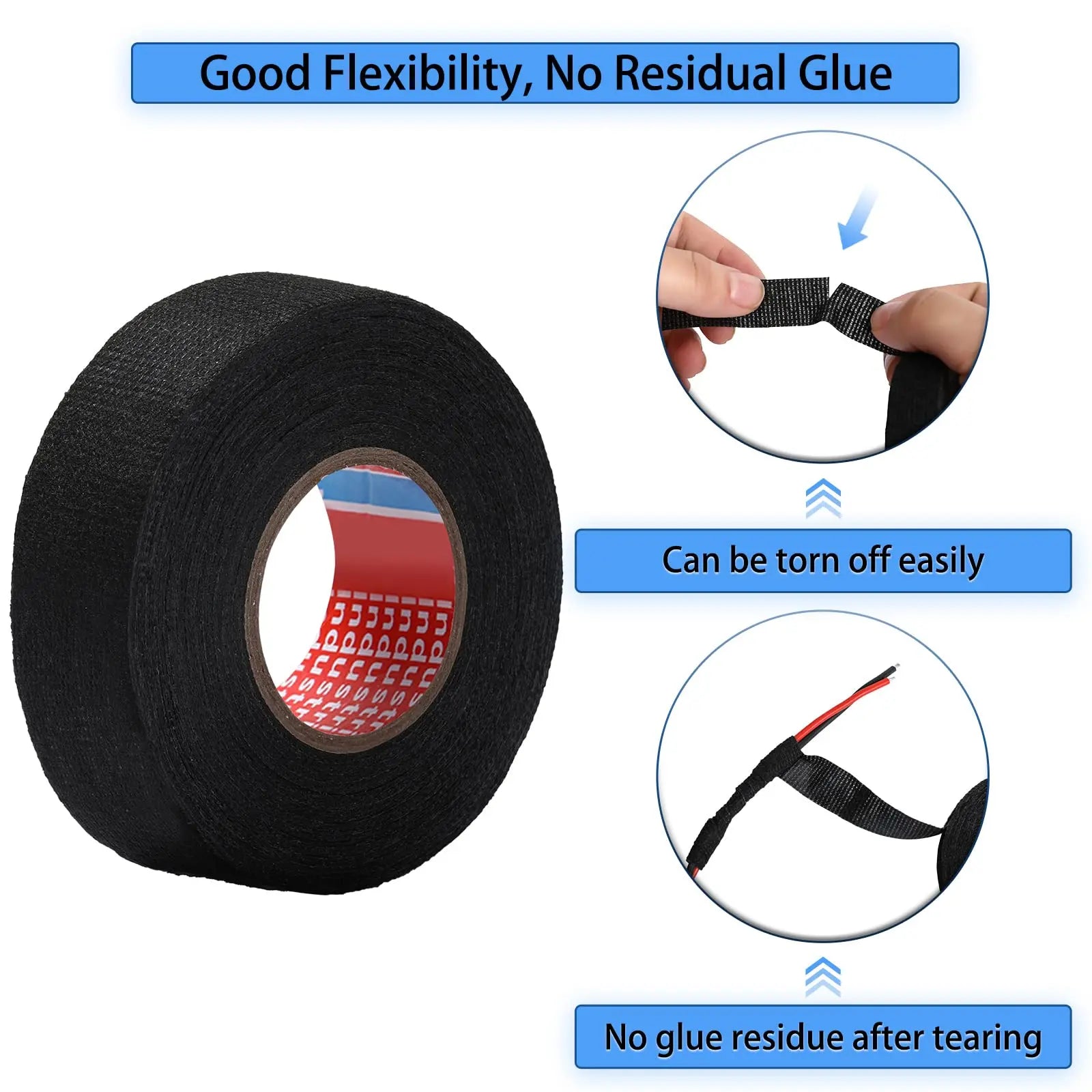 High Temperature Wire Harness Cloth Tape Automotive Cable Loom Heatproof Fabric Adhesive Tape for Engine Electrical Insulation