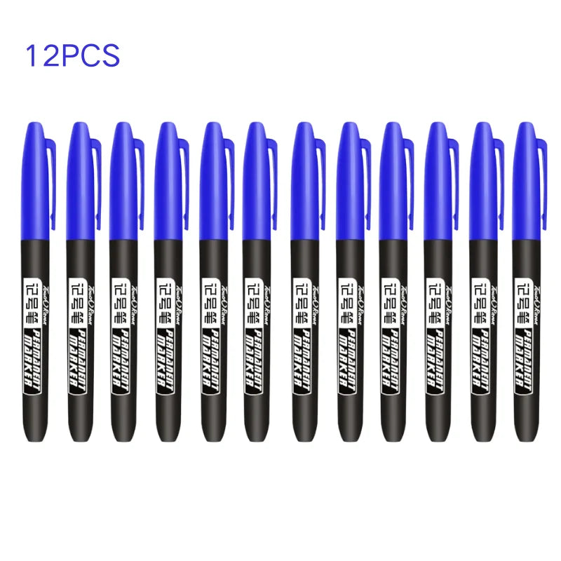 6Pcs Permanent Marker Set, Dual Tip Fine & Broad 1.5mm, Waterproof Ink Pens for Drawing, Black Blue Red Assorted Colors