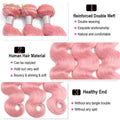 Light Pink Colored Hair Weave Bundles With 4X4  Closure Brazilian Remy Body Wave Pink Hair Extensions Weft For Women 3Pcs/Lot